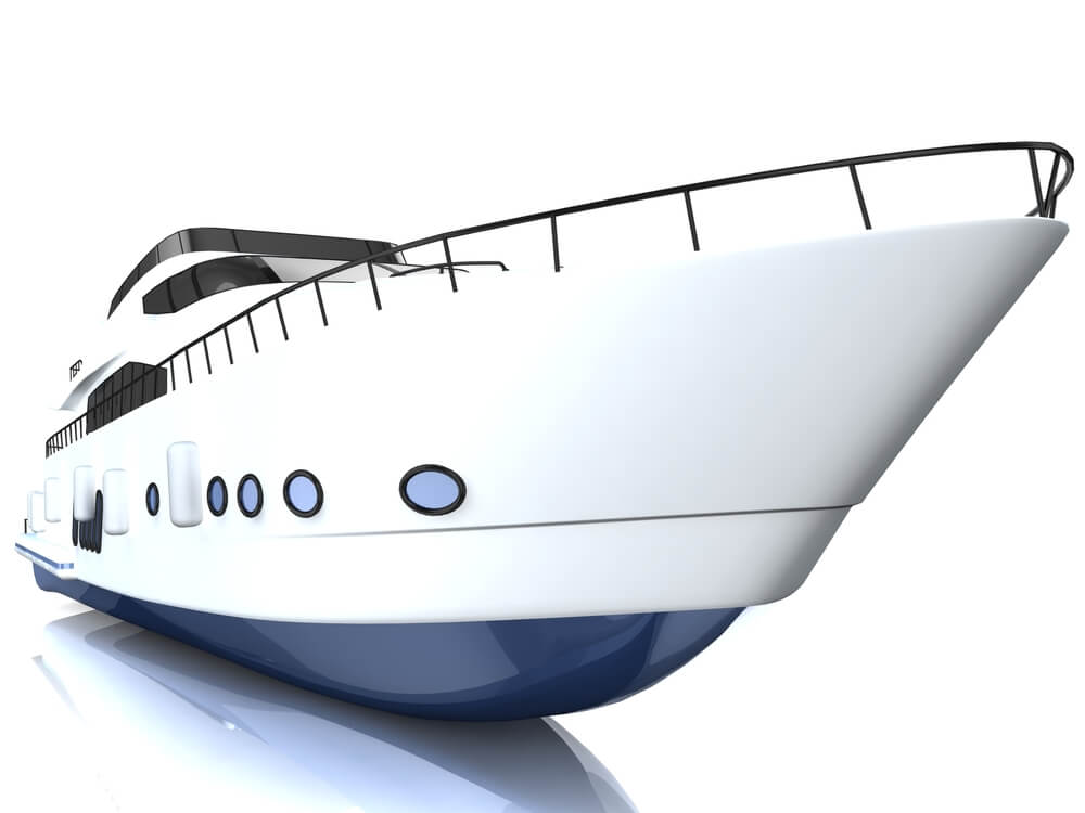 3d white speedboat