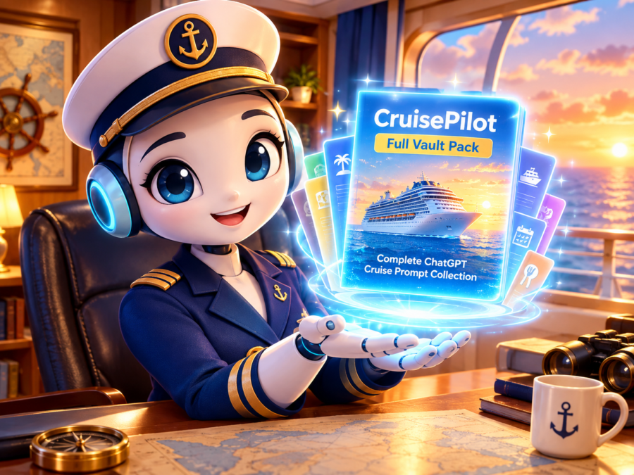 CruisePilot Full Vault Pack digital download showing complete ChatGPT cruise prompt collection